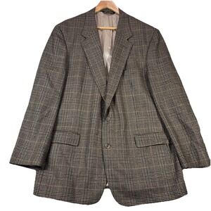 Brooks Brothers Vtg Mens Sport Coat Blazer 46L Windowpane Check Plaid Wool USA